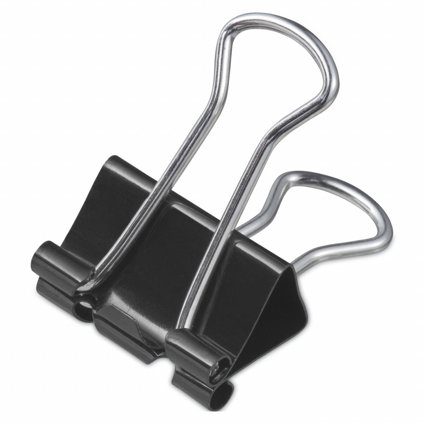 Binder Clip: Metal/Steel, Black, 3/8 in Holding Capacity, 36 PK