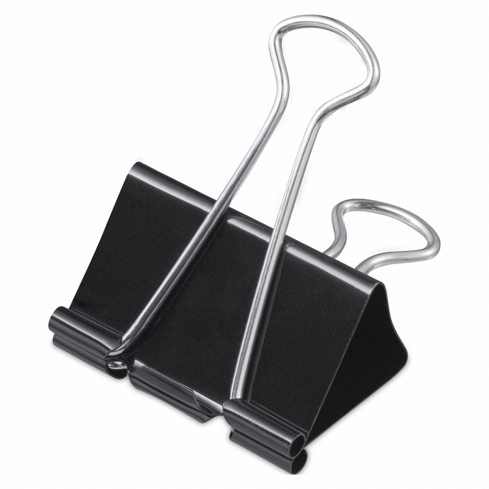 Binder Clip: Metal/Steel, Black, 1 in Holding Capacity, 36 PK