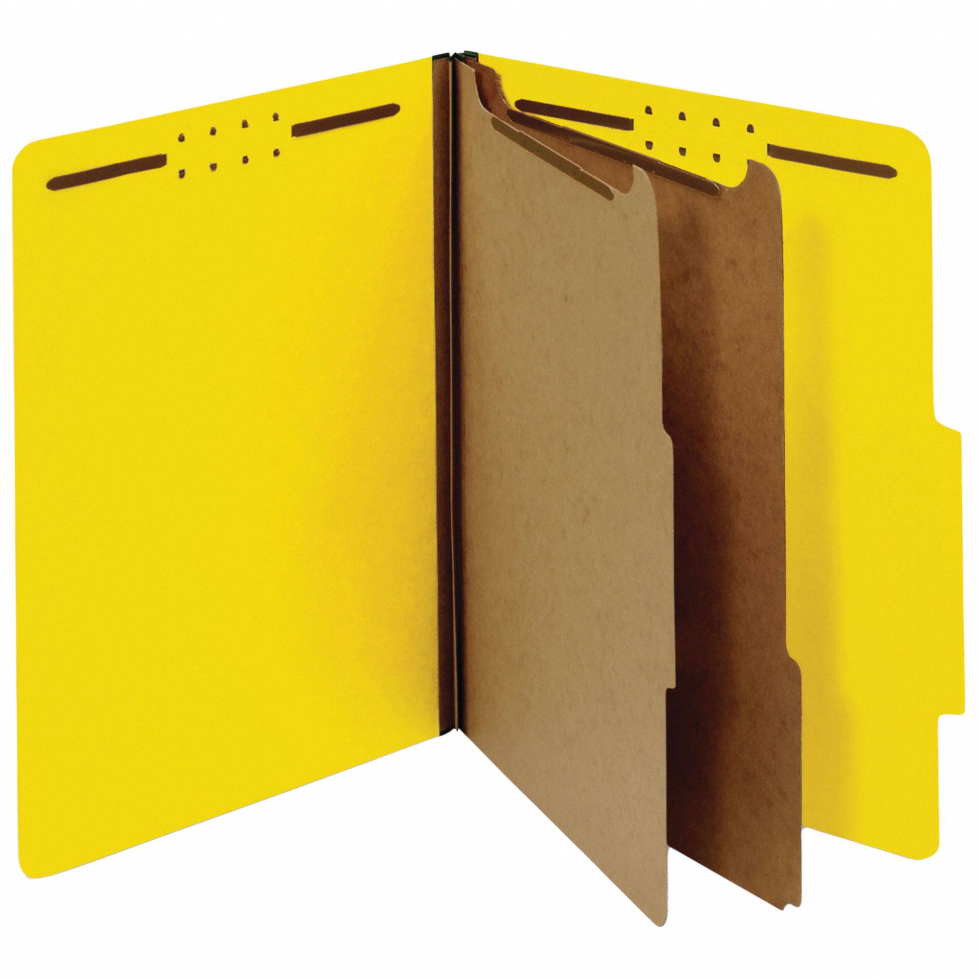 Classification Folders: Letter, 2/5, 11 in Ht, 8 1/2 in Wd, Yellow, 10 PK
