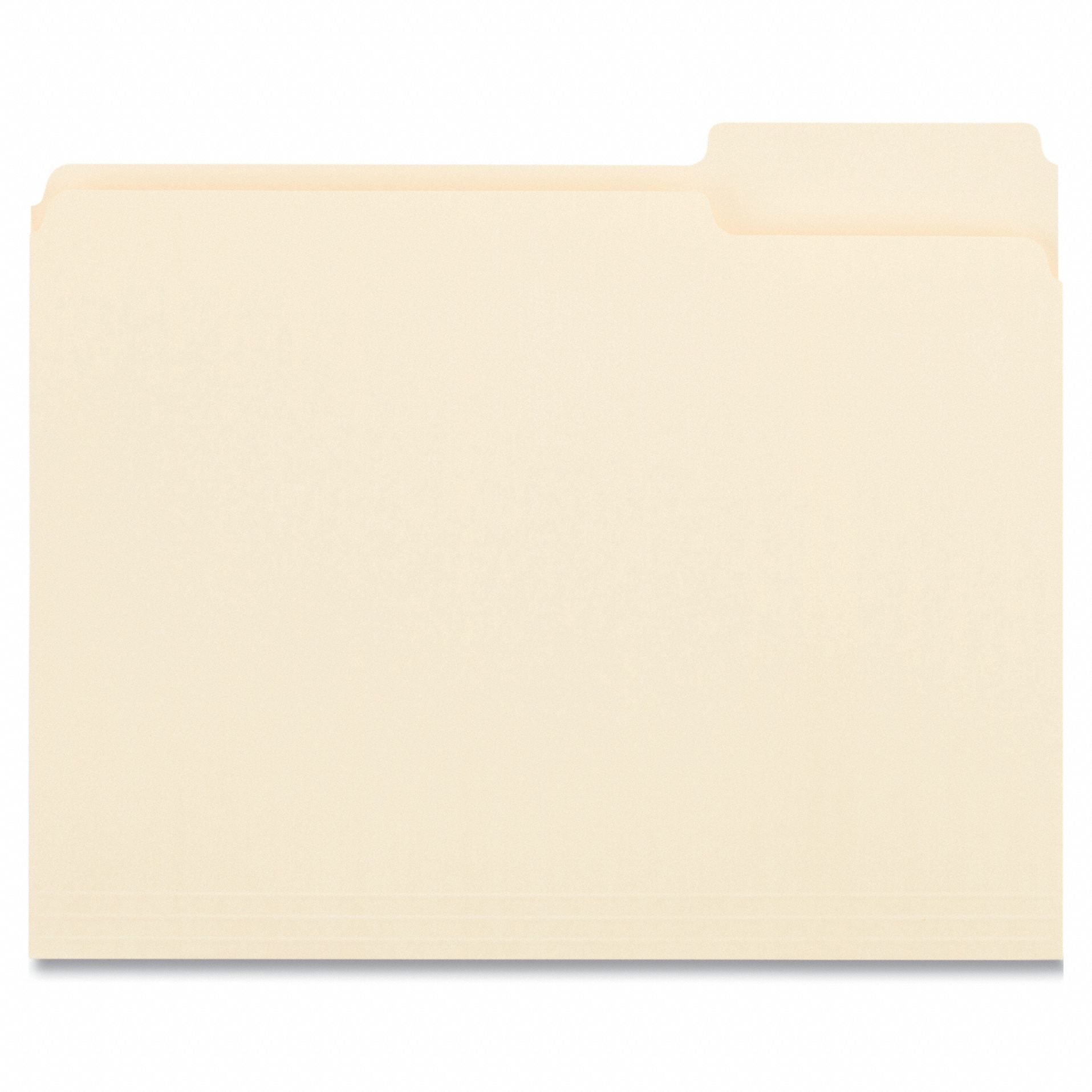 File Folders: 8 1/2 in Ht, 11 in Wd, Manila, 11 pt. Manila, Top Tab Location, 100 PK