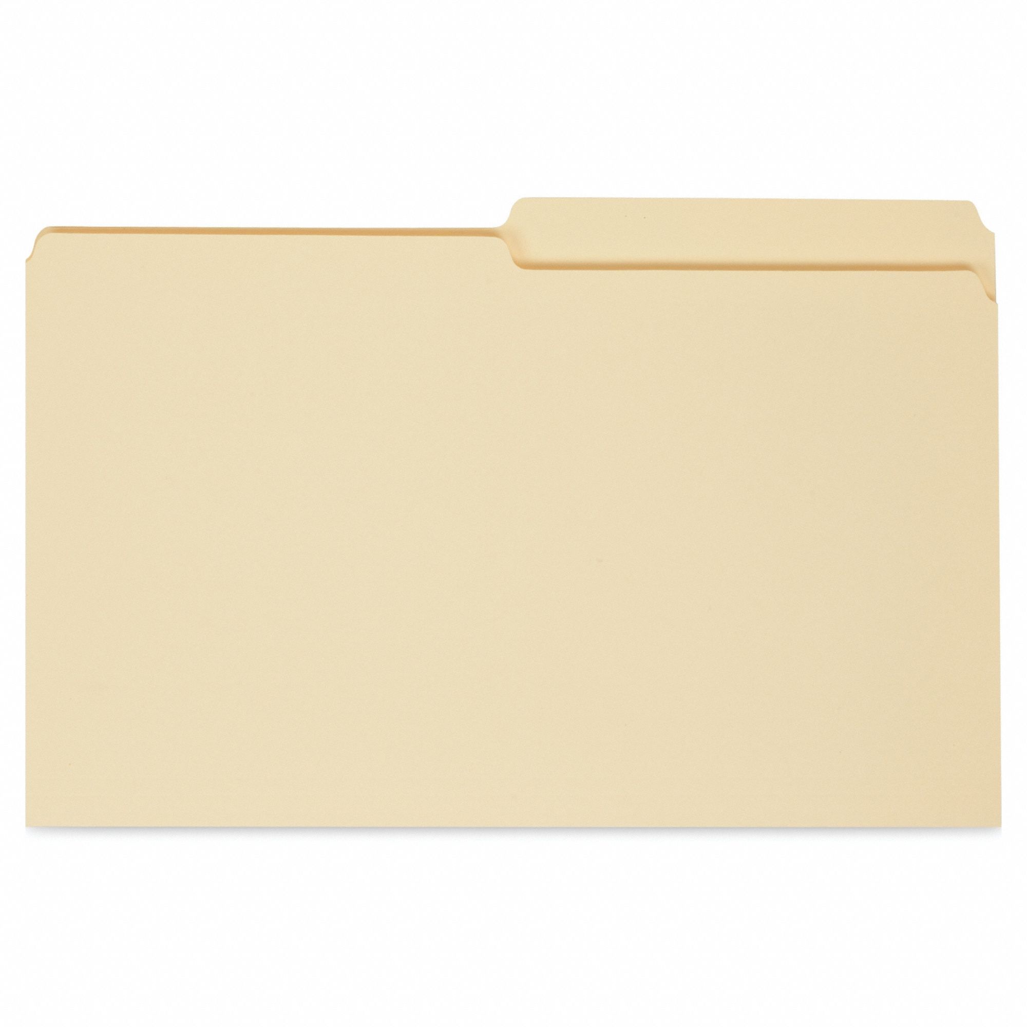 File Folders: 8 1/2 in Ht, 14 in Wd, Manila, 11 pt. Manila, Top Tab Location, 100 PK