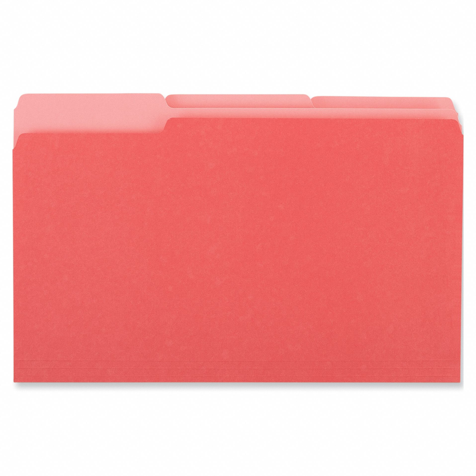 File Folders: 8 1/2 in Ht, 14 in Wd, Red, 11 pt. Stock, Top Tab Location, 100 PK