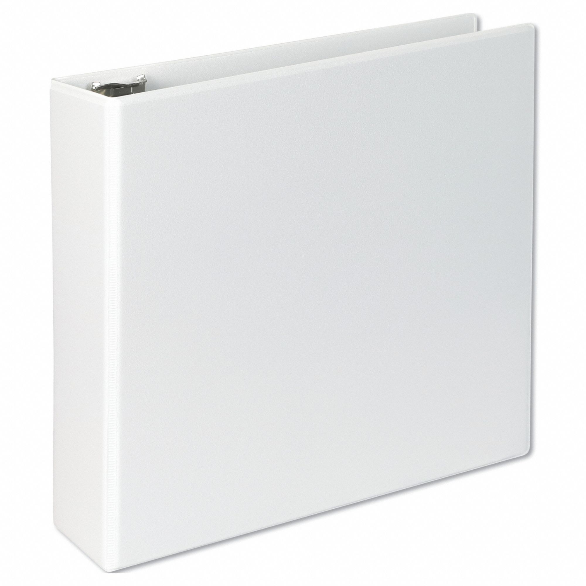 Ring Binder: 3 in Ring Size, Slant D-Ring, 600 Sheet Capacity, Clear Sleeve, Polypropylene, White