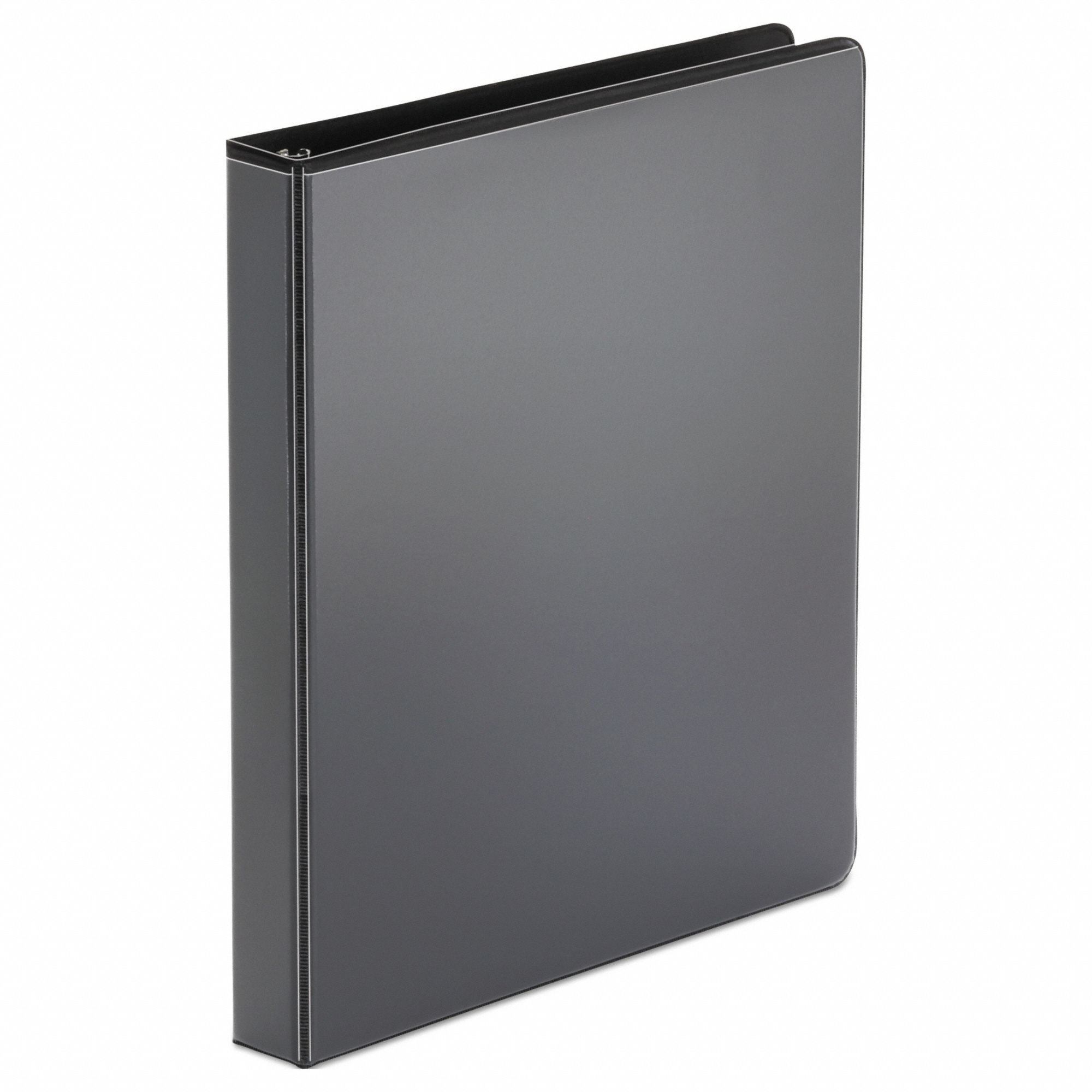 Ring Binder: 1 in Ring Size, Round, 175 Sheet Capacity, Clear Sleeve, Polypropylene, Black
