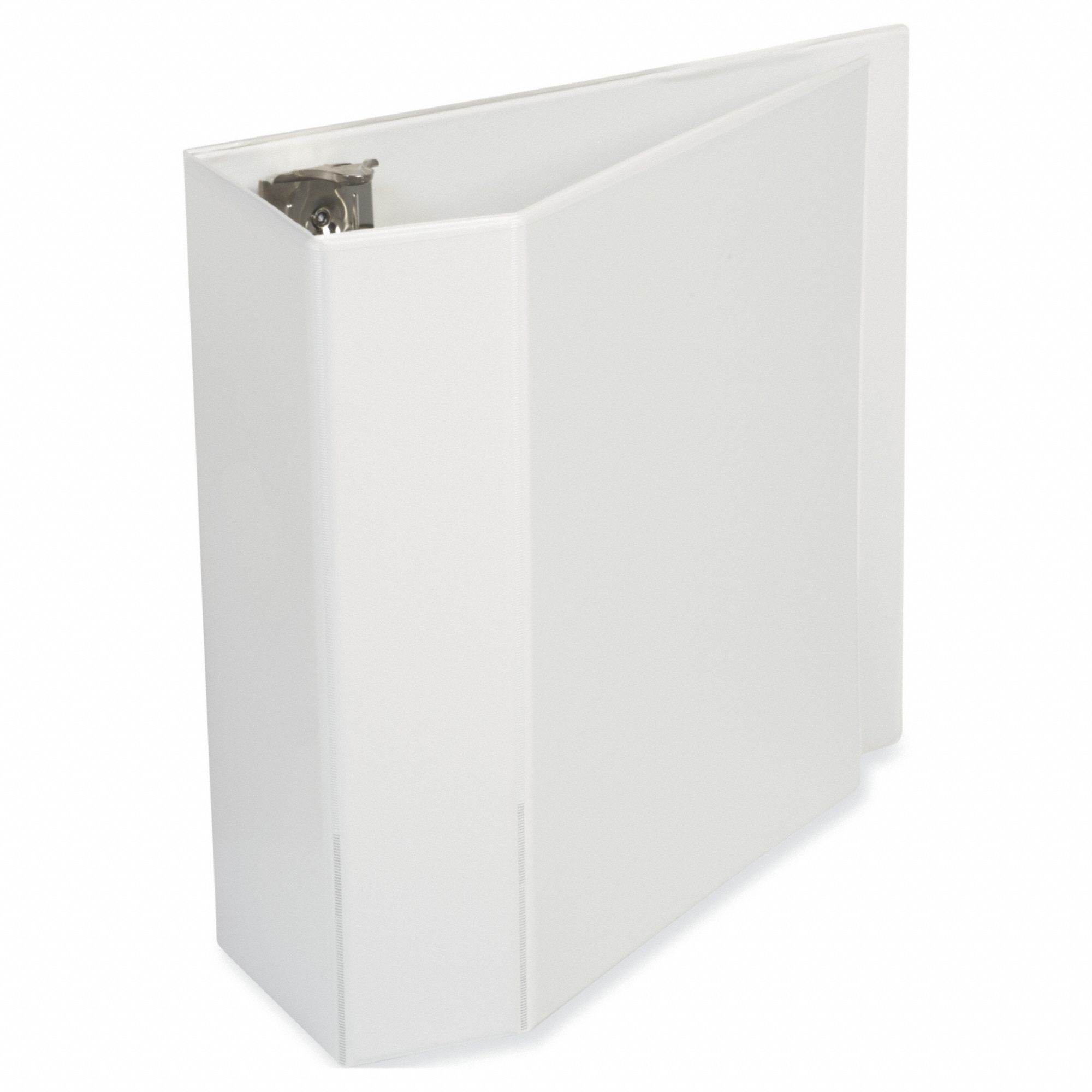 Ring Binder: 5 in Ring Size, Slant D-Ring, 950 Sheet Capacity, Clear Sleeve, Polypropylene, White