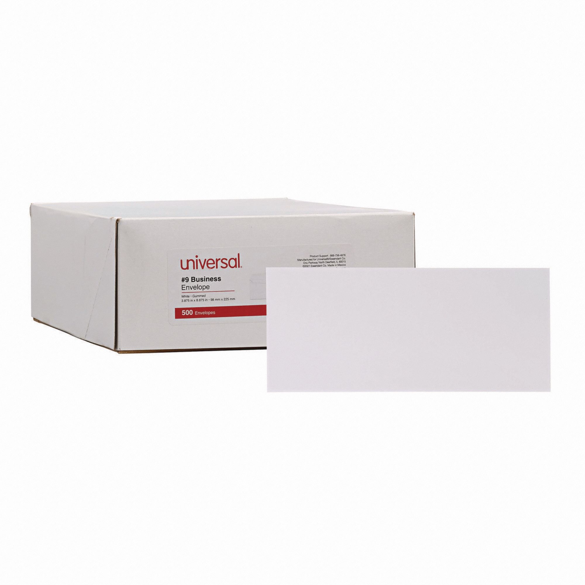 Business Envelopes: #9 Envelope Size, Gummed Flap, Paper, 500 PK
