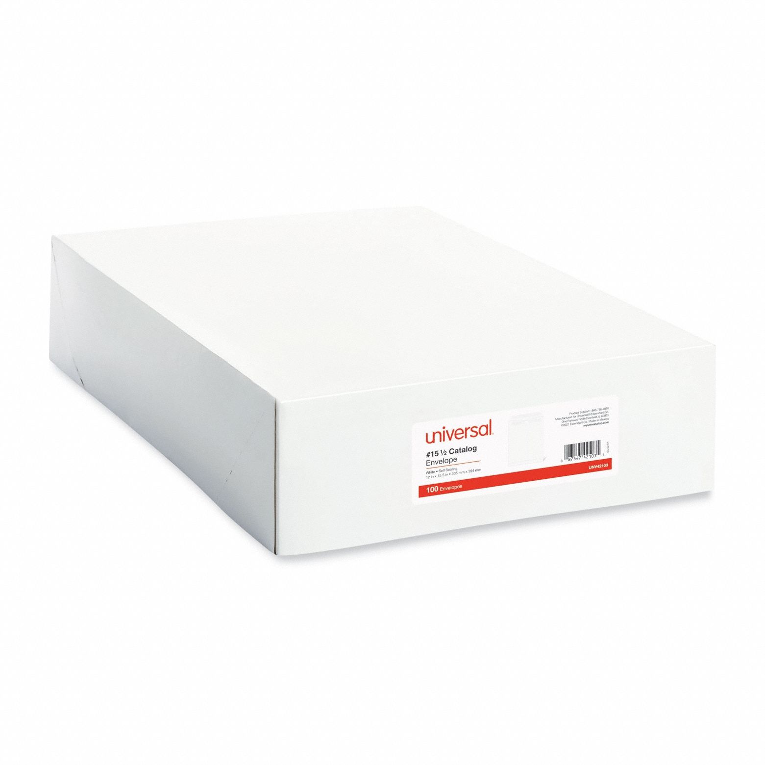 Catalog Envelopes: #15-1/2 Envelope Size, Paper, Top, White, 100 PK