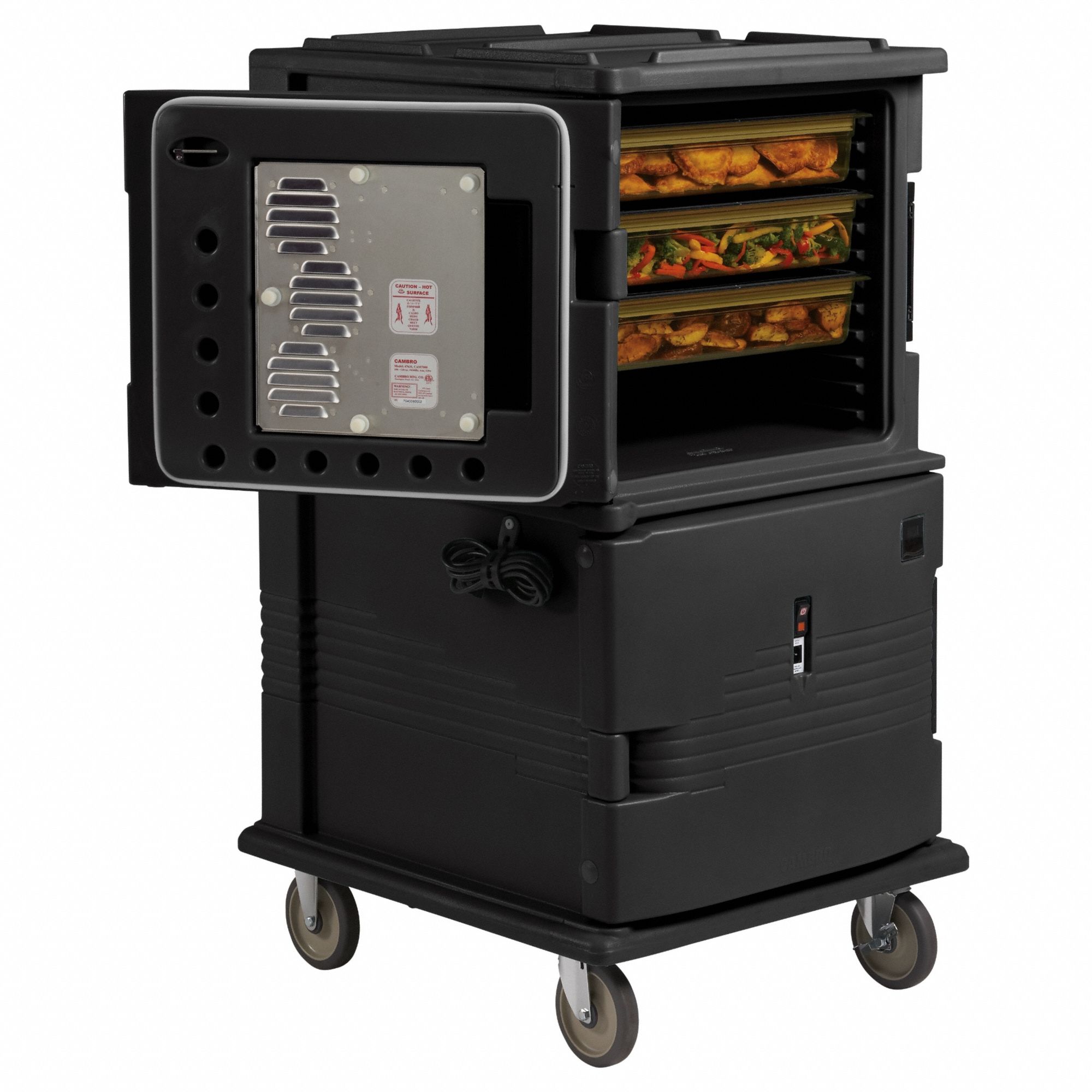 Food Transport Cart: (12) 2 1/2 in Pans, Granite Gray, NSF Certified