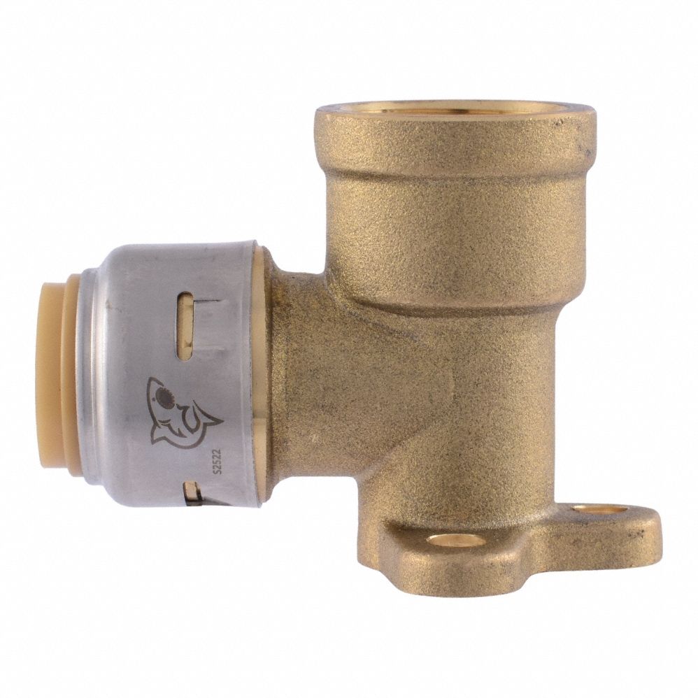 Push-Fit Adapter Fitting: 1/2 in OD x 3/4 in Pipe Size, Push-to-Connect x FNPT, Brass
