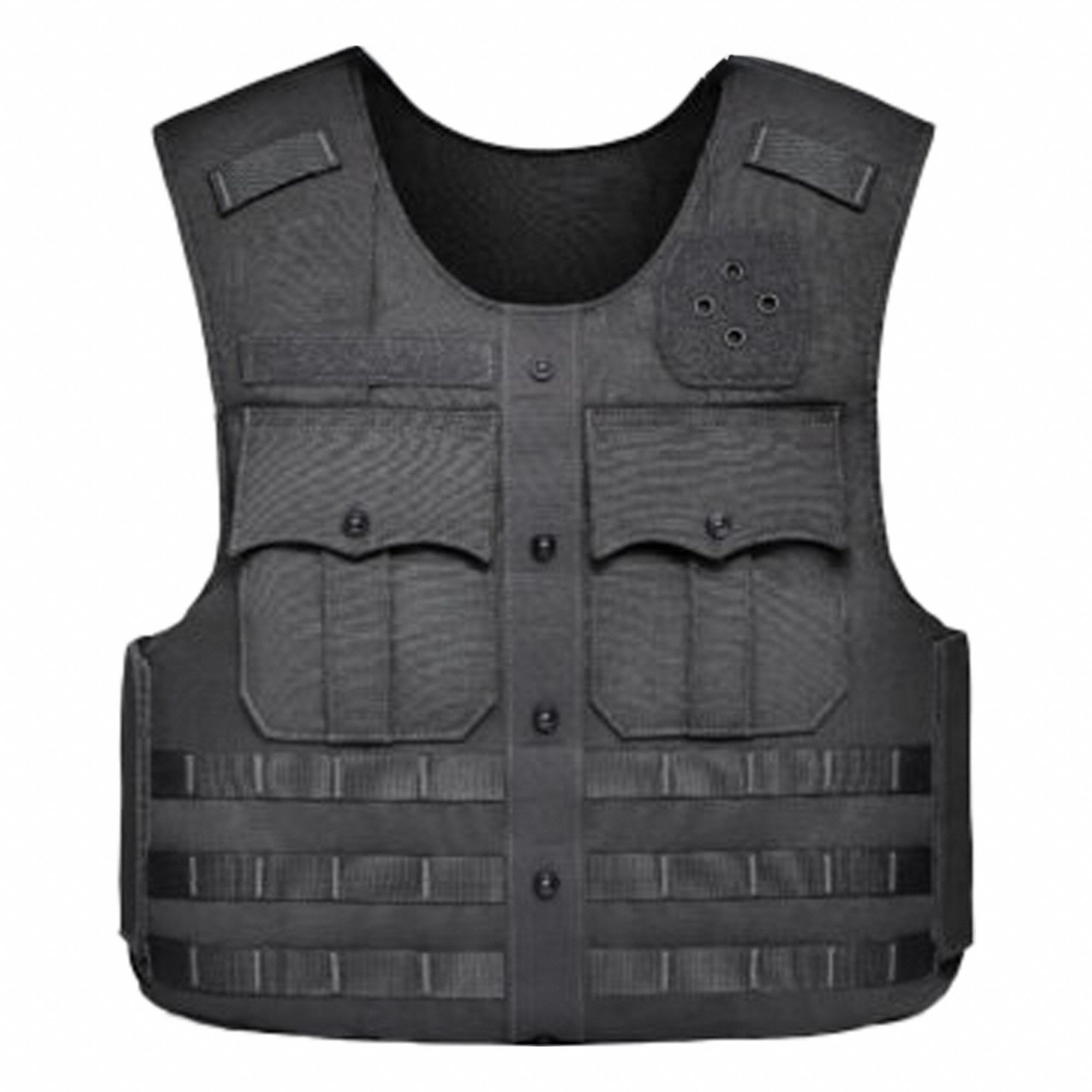 Body Armor Vest: Black, Unisex, 500 Denier Cordura, USC, Hook-and-Loop