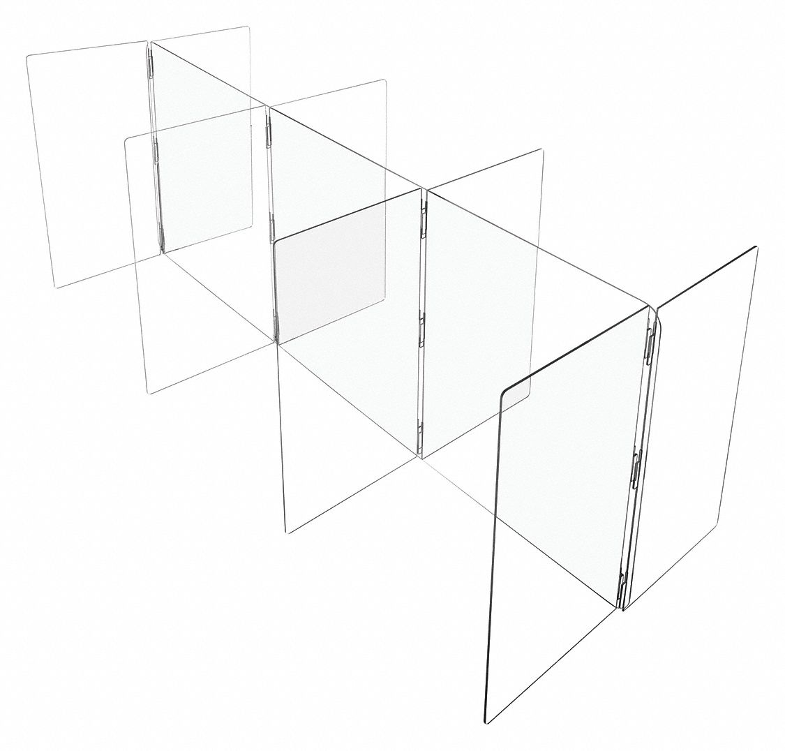SNEEZE GUARD, TABLETOP, 6 PERSON, CLEAR, 32 X 36 IN COMPARTMENTS, 72 X 96 X 48 IN, PLASTIC