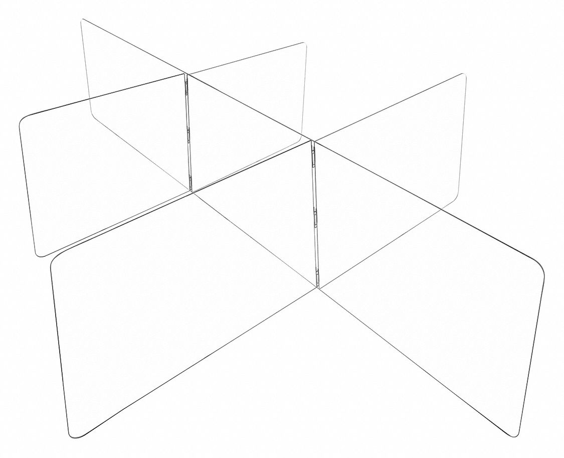 SNEEZE GUARD, TABLETOP, 6 PERSON, CLEAR, 32 X 36 IN COMPARTMENTS, 72 X 96 X 24 IN, PLASTIC