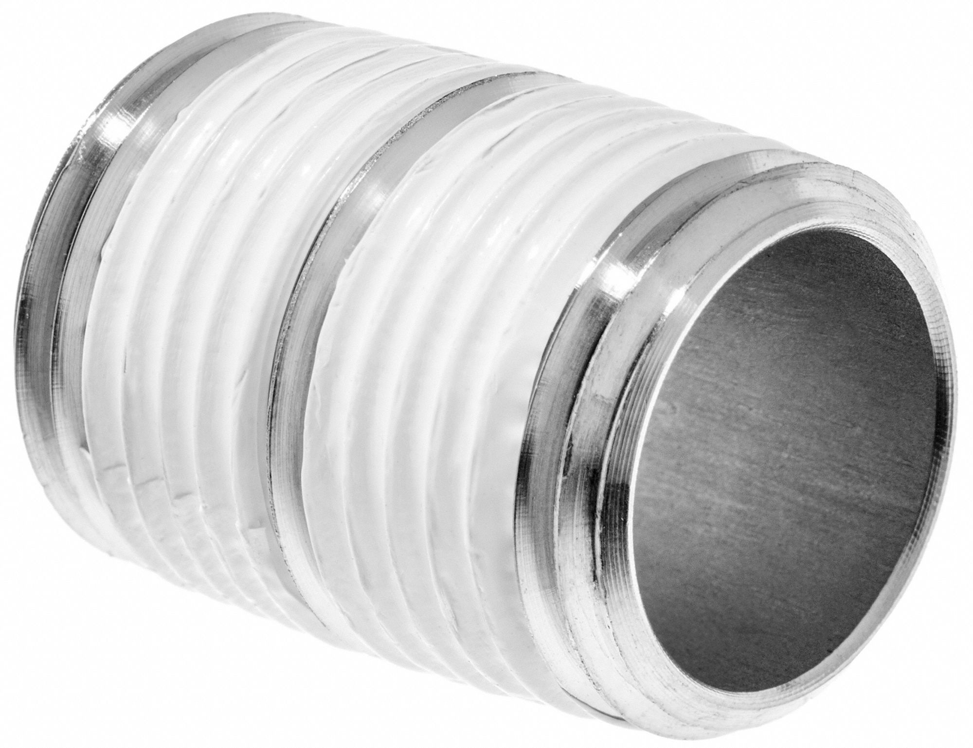 Nipple: 304 Stainless Steel, 1/8 in Nominal Pipe Size, 3/4 in Overall Lg,  Fully Threaded, Welded