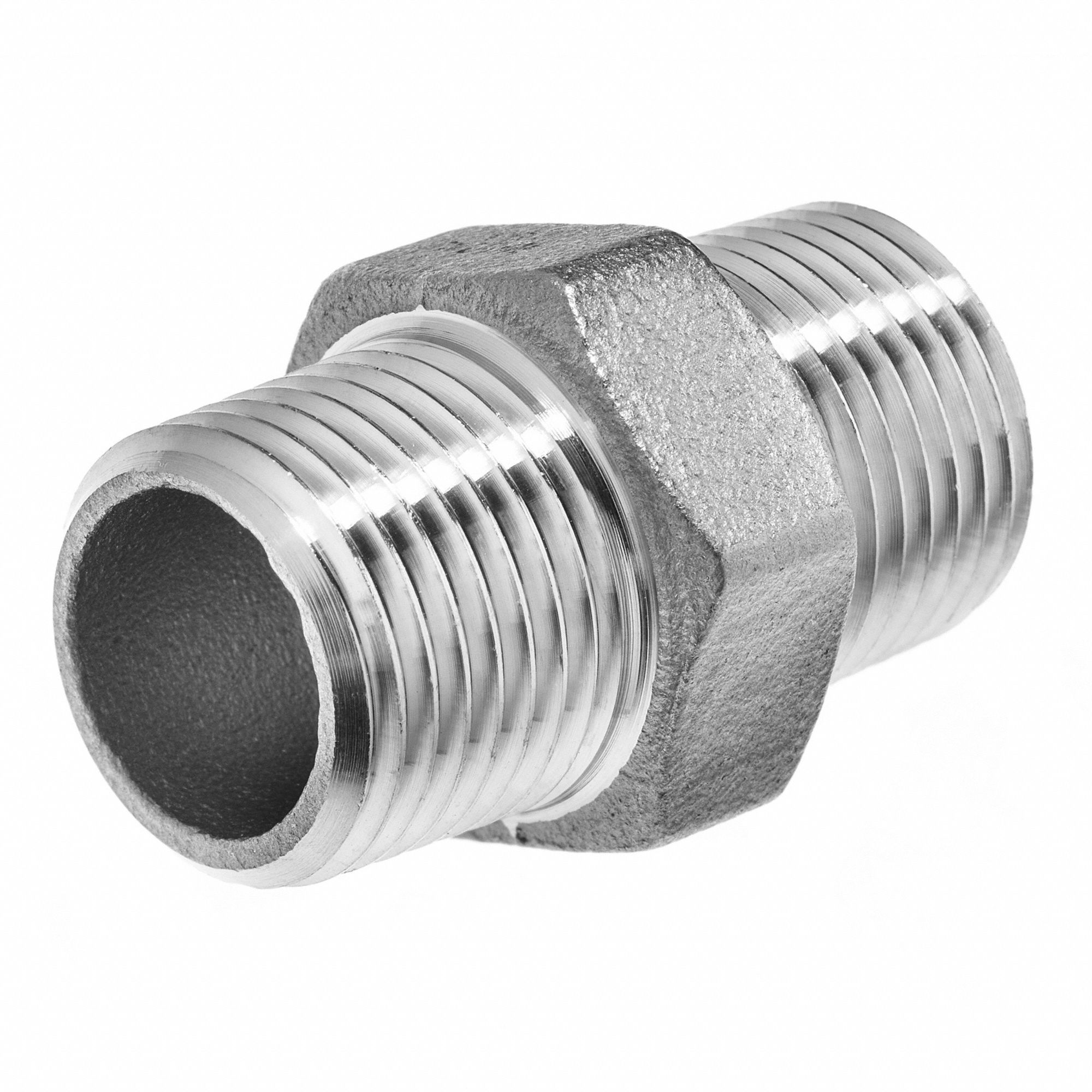 HEX NIPPLE, MNPT, CLASS 150, 2 IN PIPE SIZE, 304 STAINLESS STEEL, 150 PSI