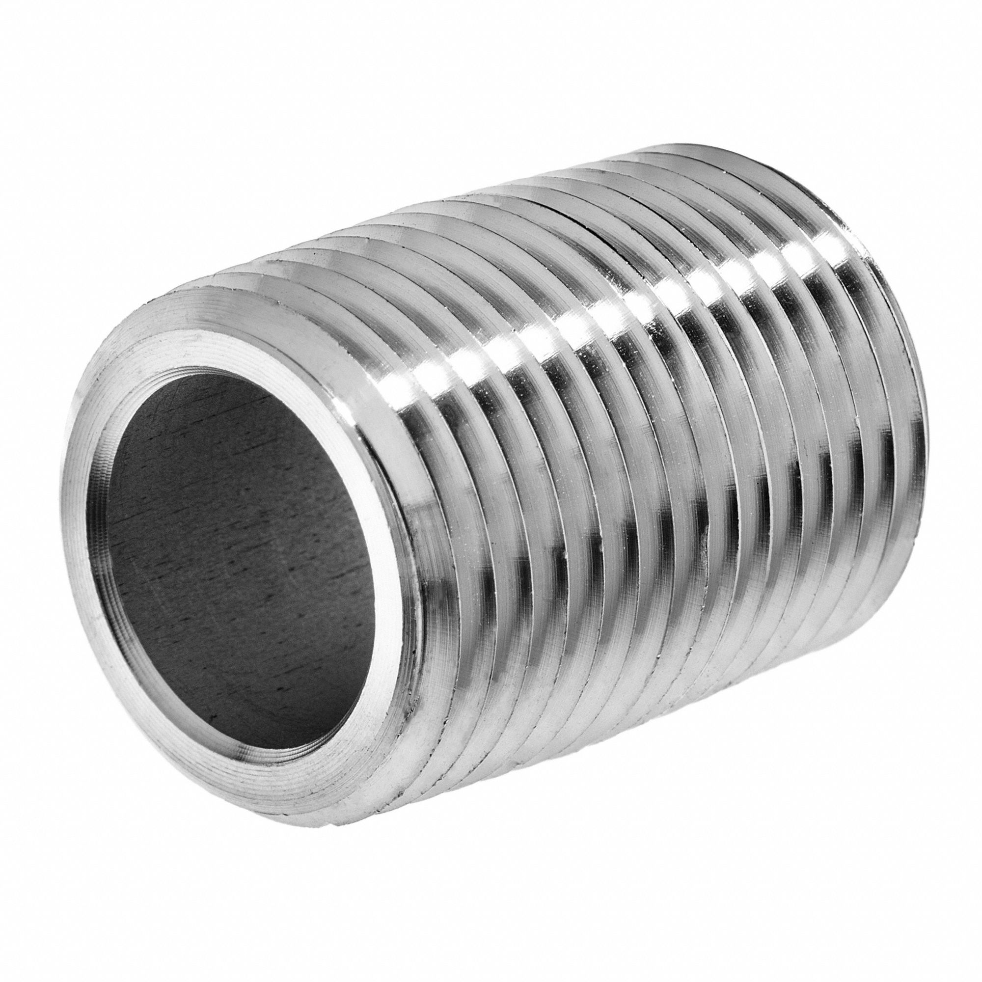 CLOSE NIPPLE, MNPT, SCHEDULE 80, ½ IN PIPE SIZE, 1⅛ IN LENGTH, 316 STAINLESS STEEL, 3000 PSI