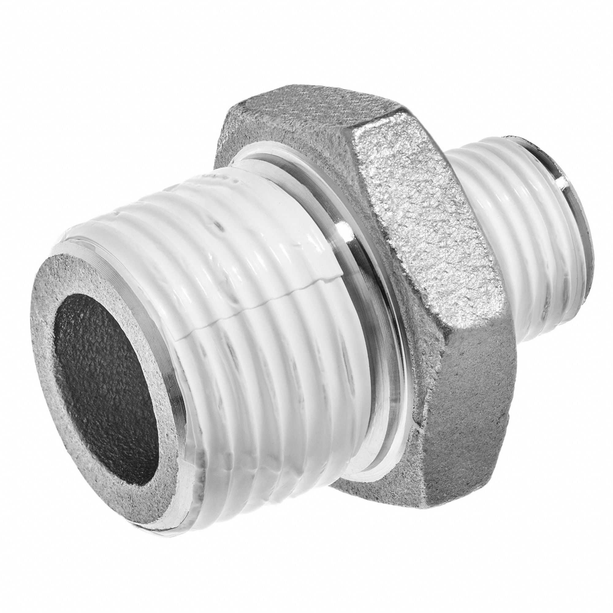 REDUCING HEX NIPPLE W/ SEALANT, MNPT X FNPT, 1 X ¾ IN PIPE SIZE, 304 SS, 150 PSI