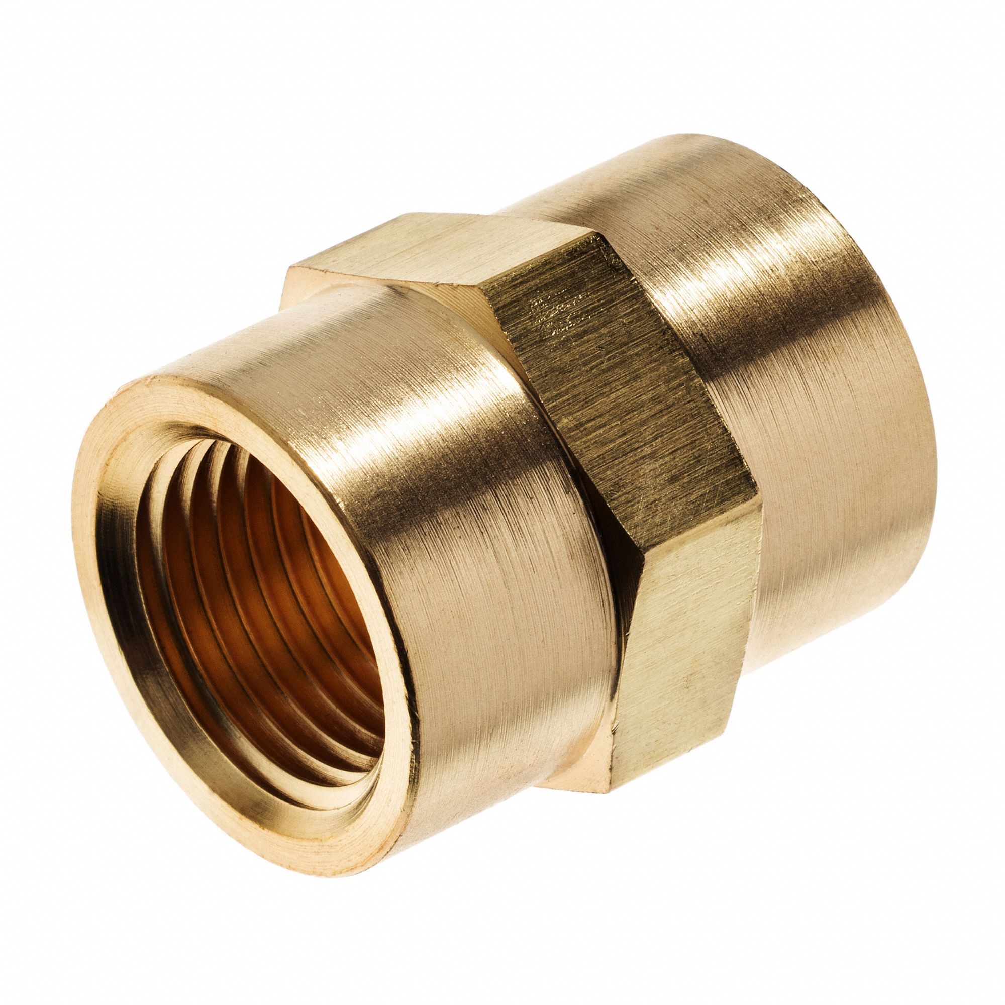STRAIGHT HEX COUPLING, FNPT, PIPE SIZE 1/2 IN, BRASS