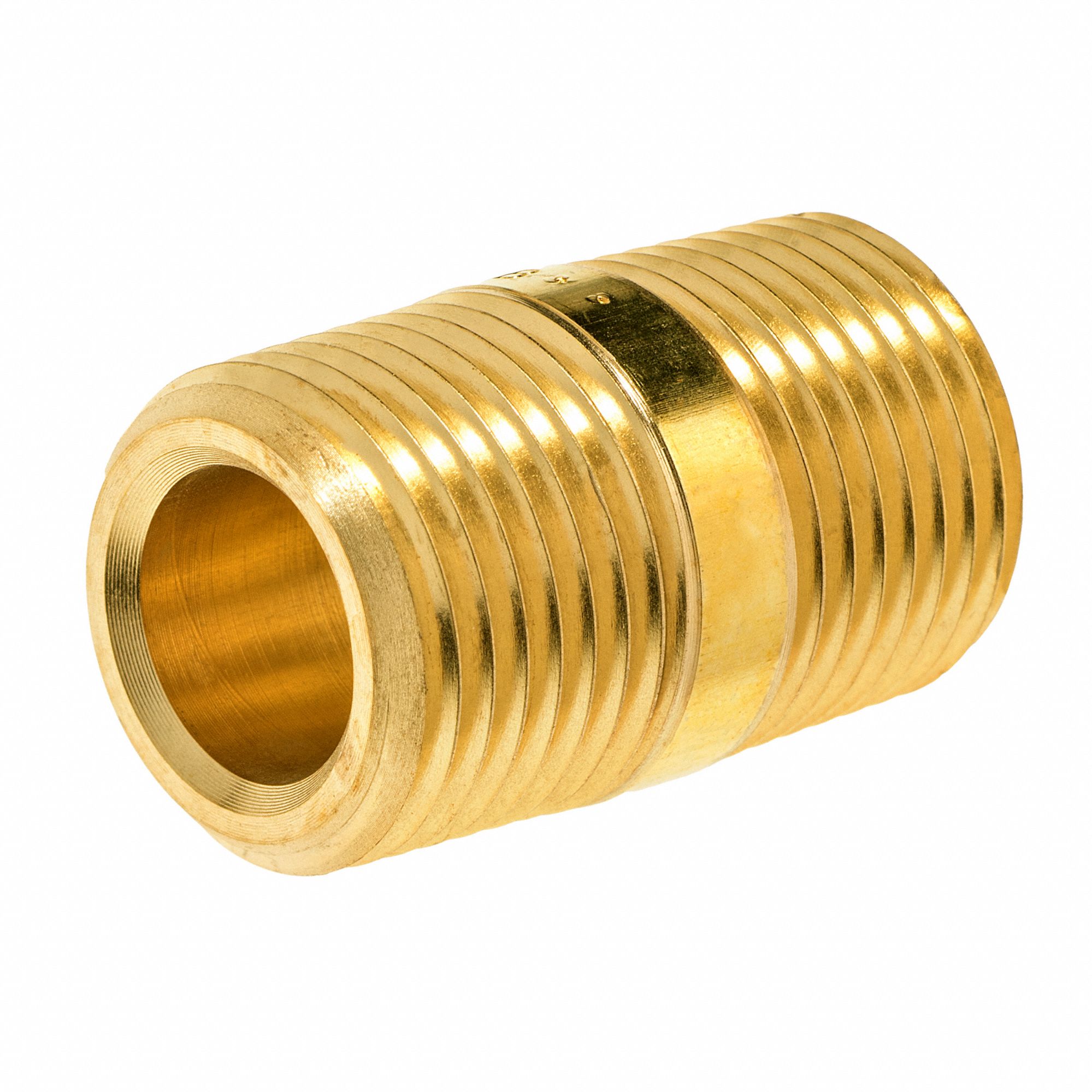 STRAIGHT CLOSE NIPPLE, MNPT, PIPE SIZE ¼ IN, BRASS, 3600 PSI