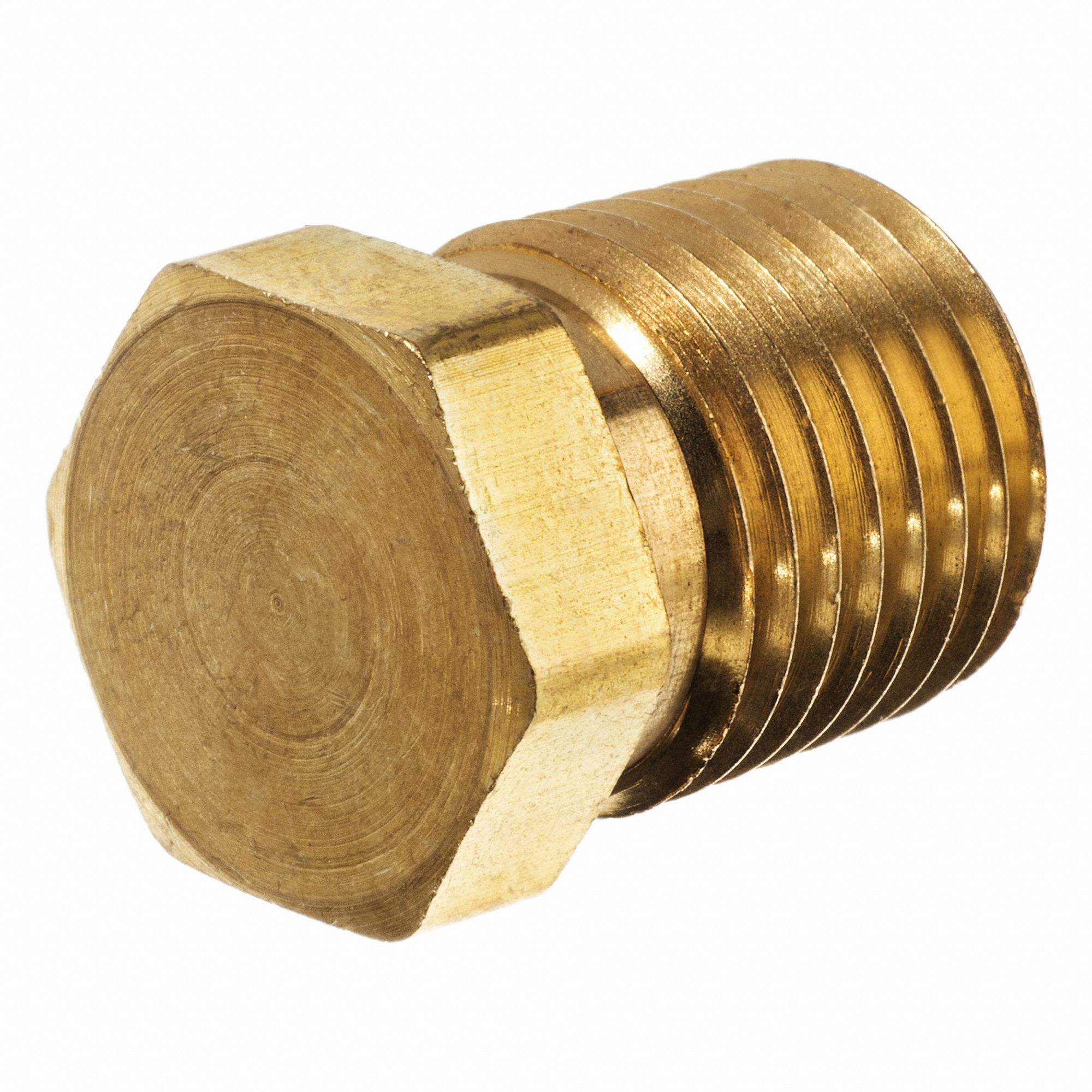 HEX HEAD PLUG, MNPT, PIPE SIZE ½ IN, BRASS, 3400 PSI