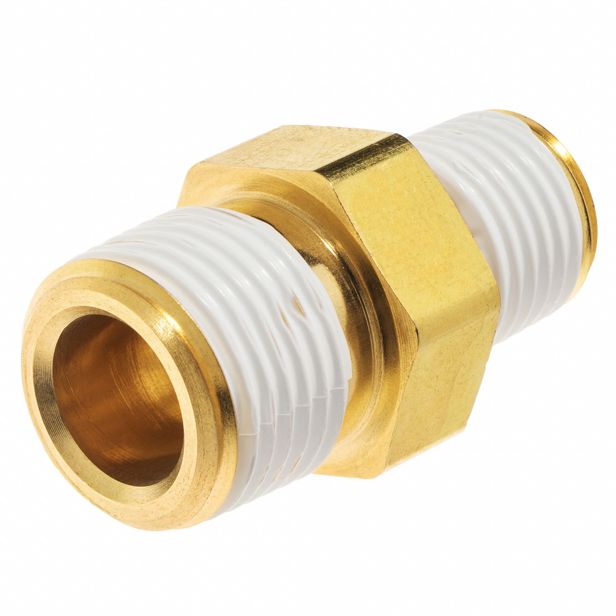 STRAIGHT REDUCING HEX NIPPLE, MNPT, PIPE SIZE 1/2 X 1/8 IN, BRASS