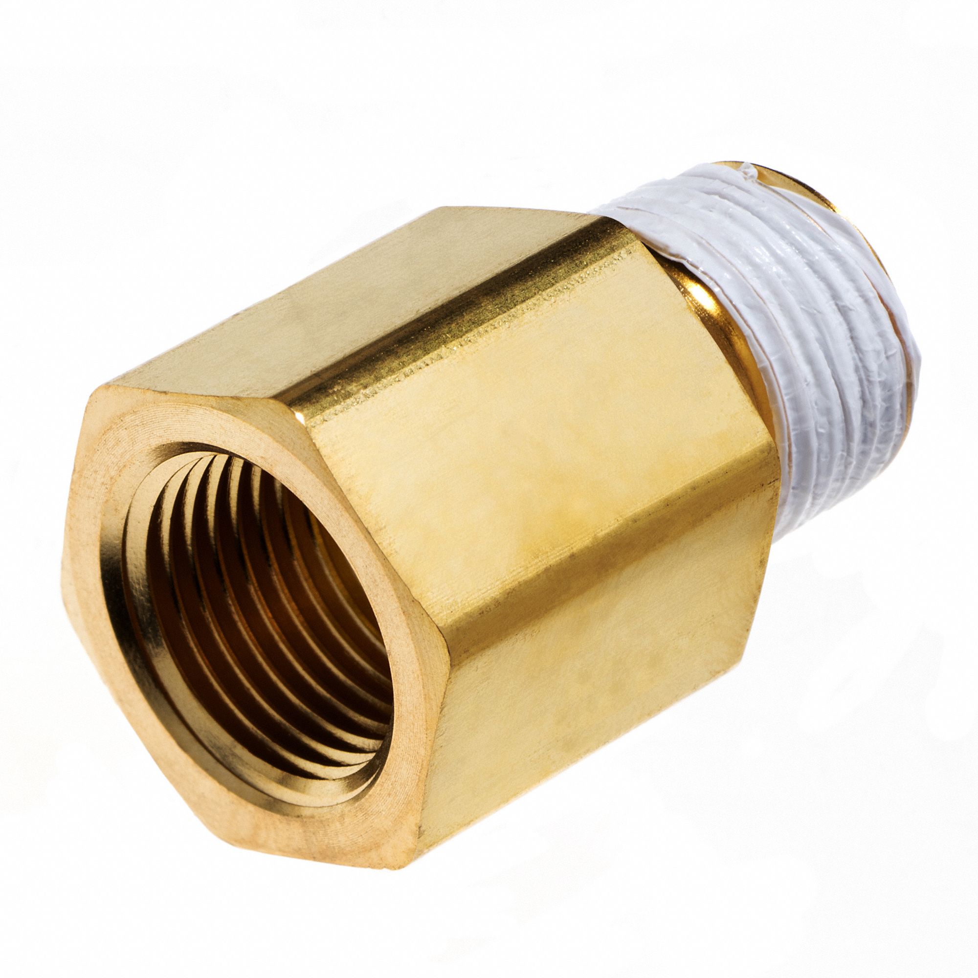 STRAIGHT ADAPTER W/THREAD SEALANT, FNPT X MNPT, PIPE SIZE ¾ IN, BRASS