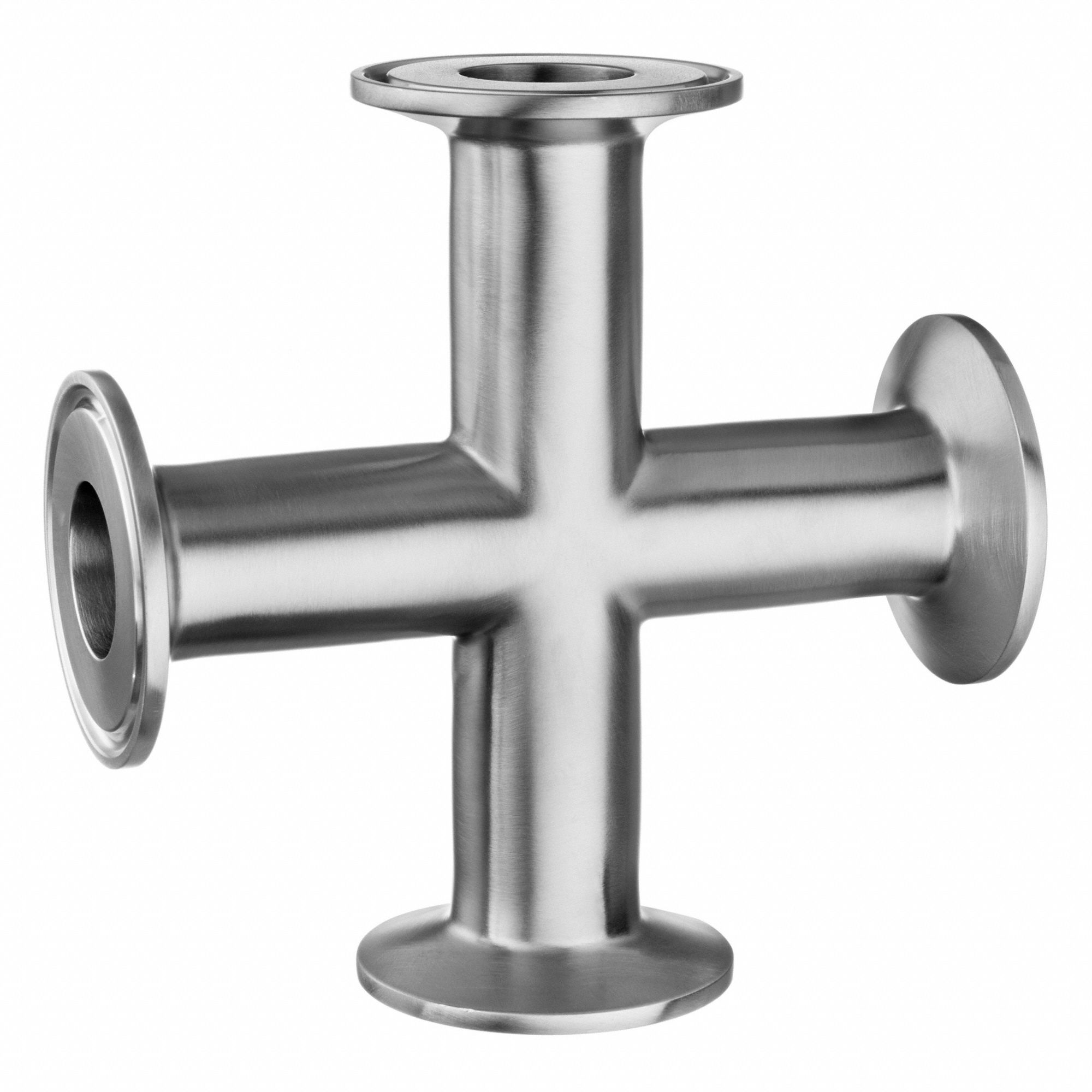 CROSS, 3 IN TUBE SIZE, QUICK-CLAMP, POLISHED, 316 STAINLESS STEEL