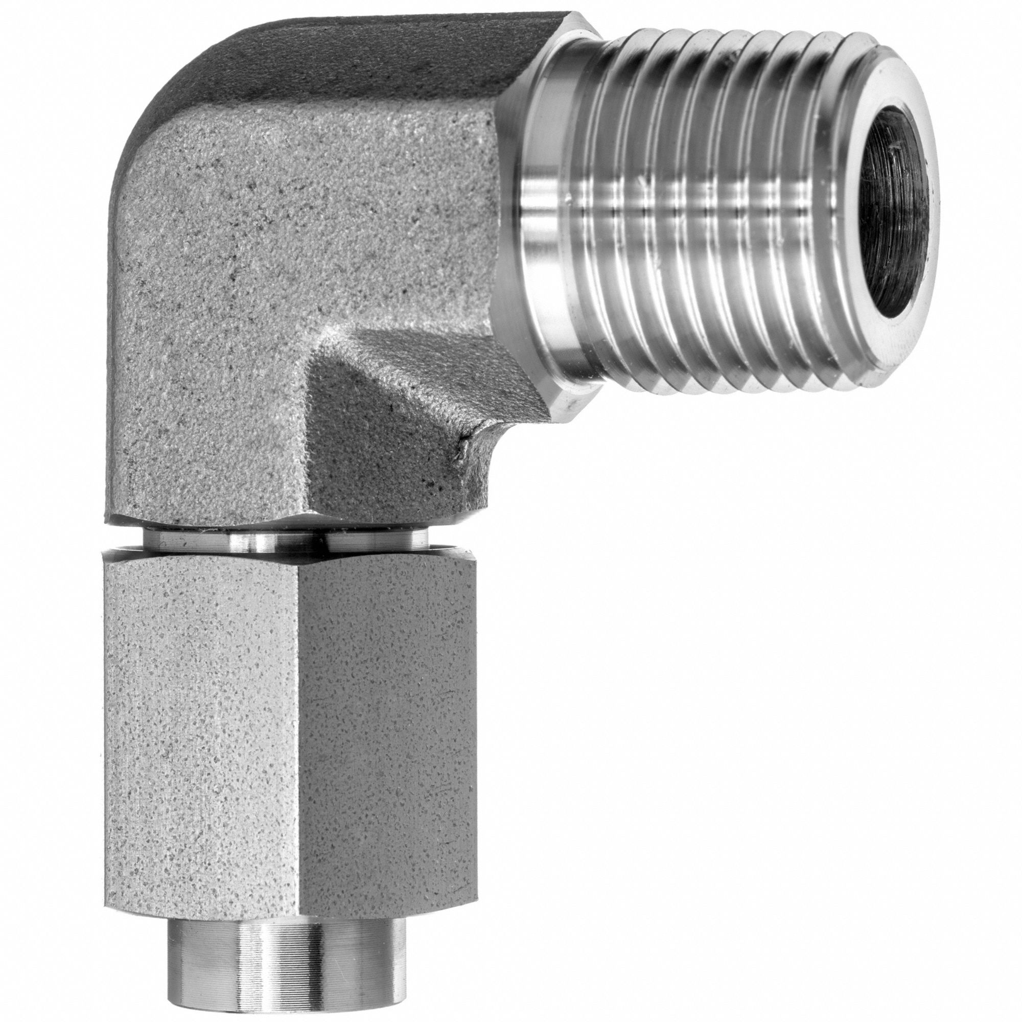 90 DEGREE ELBOW, MALE JIC 37 DEG X NPT MALE, 3/8 IN PIPE SIZE, 316 STAINLESS STEEL