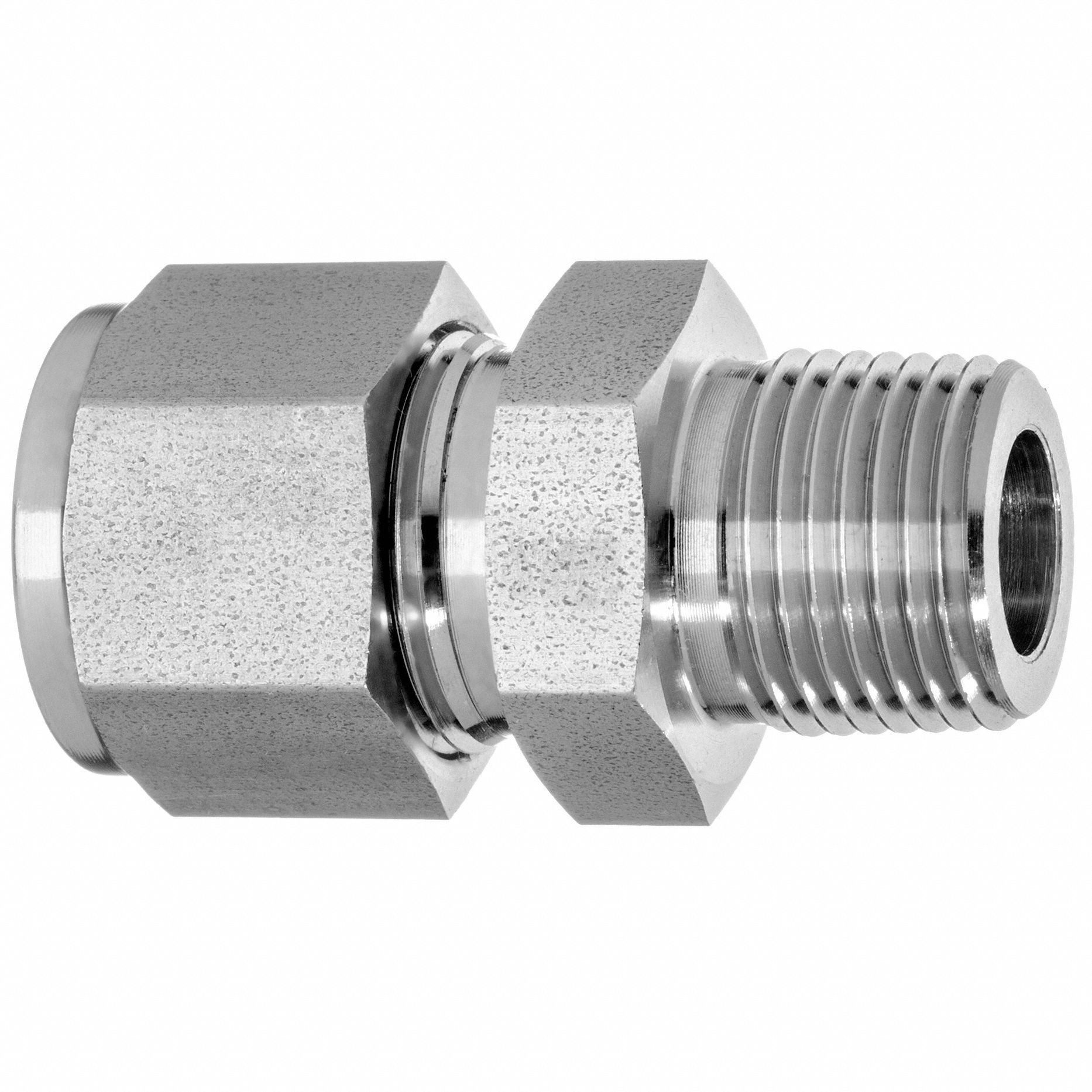 USA SEALING MALE STRAIGHT COMPRESSION TUBE FITTING, TUBE X MNPT, PIPE SIZE  1/8 IN, 8100 PSI, ZINC-PLATED STEEL - Compression Tube Fittings -  USSZUSATFCFST1