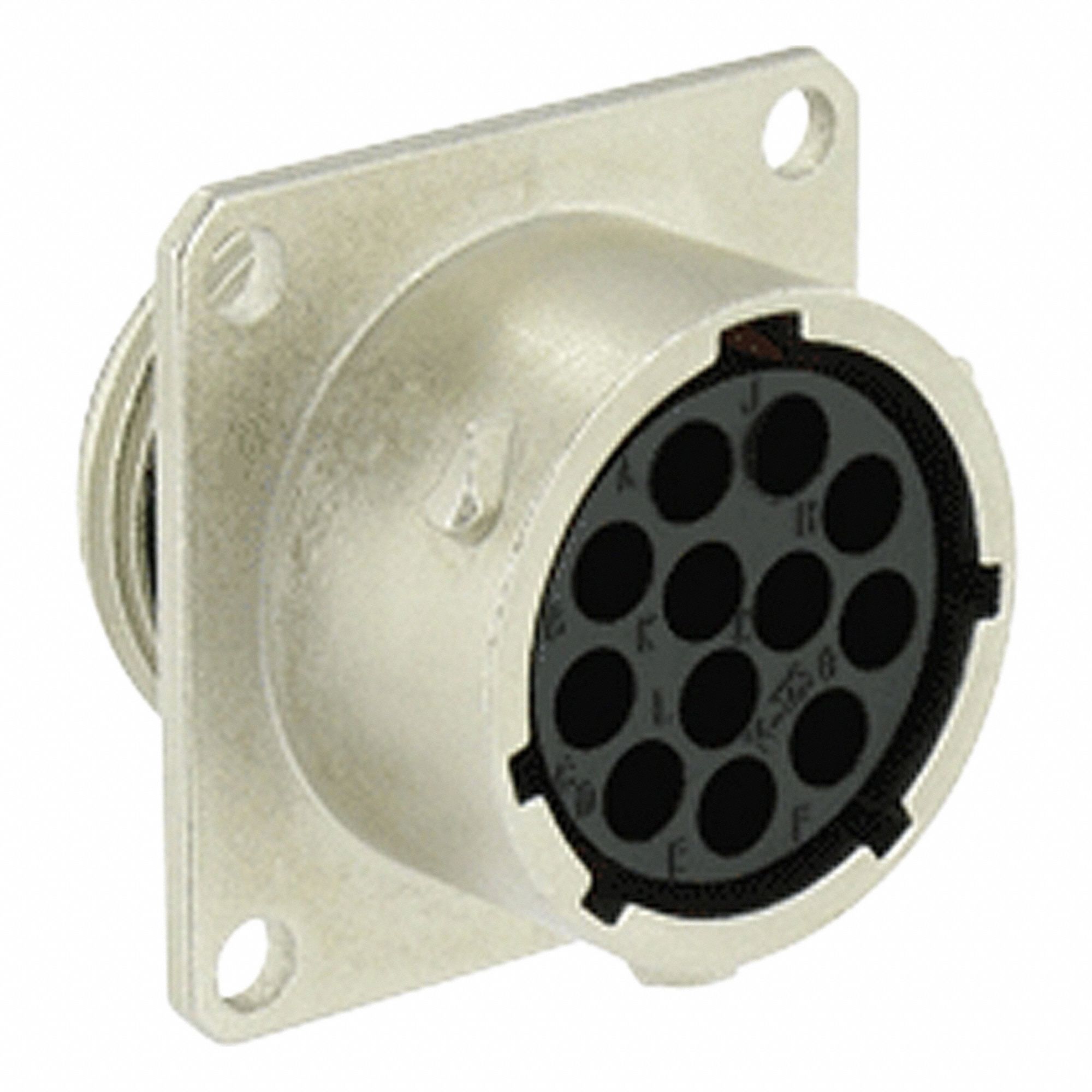 Electrical Connector: Trim Trio UTO 14, Square Flange Receptacle, 12 Contacts, 10 A
