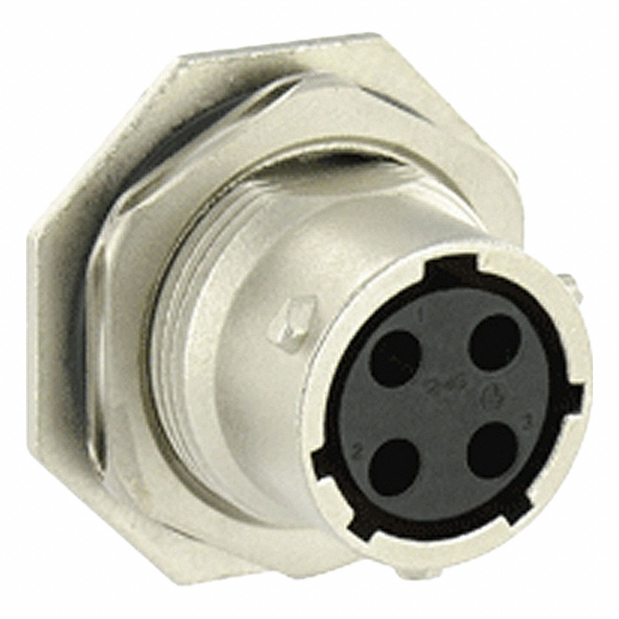 Electrical Connector: Trim Trio UTO 10, Jam Nut Receptacle, 4 Contacts, 10 A, IP68/IP69K