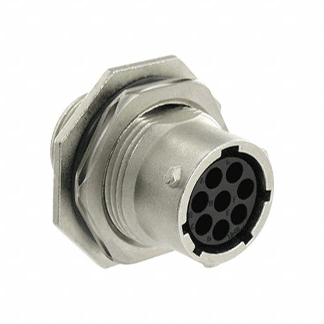 Electrical Connector: Trim Trio UTO 12, Jam Nut Receptacle, 8 Contacts, 10 A, IP68/IP69K