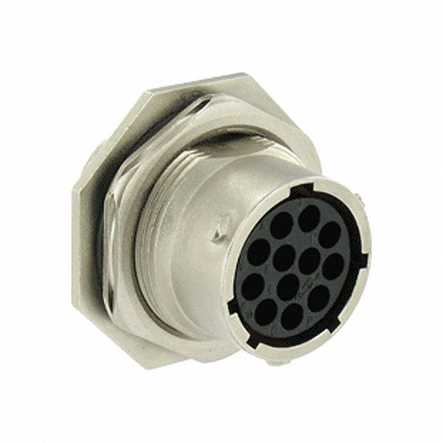 Electrical Connector: Trim Trio UTO 14, Jam Nut Receptacle, 12 Contacts, 10 A, IP68/IP69K