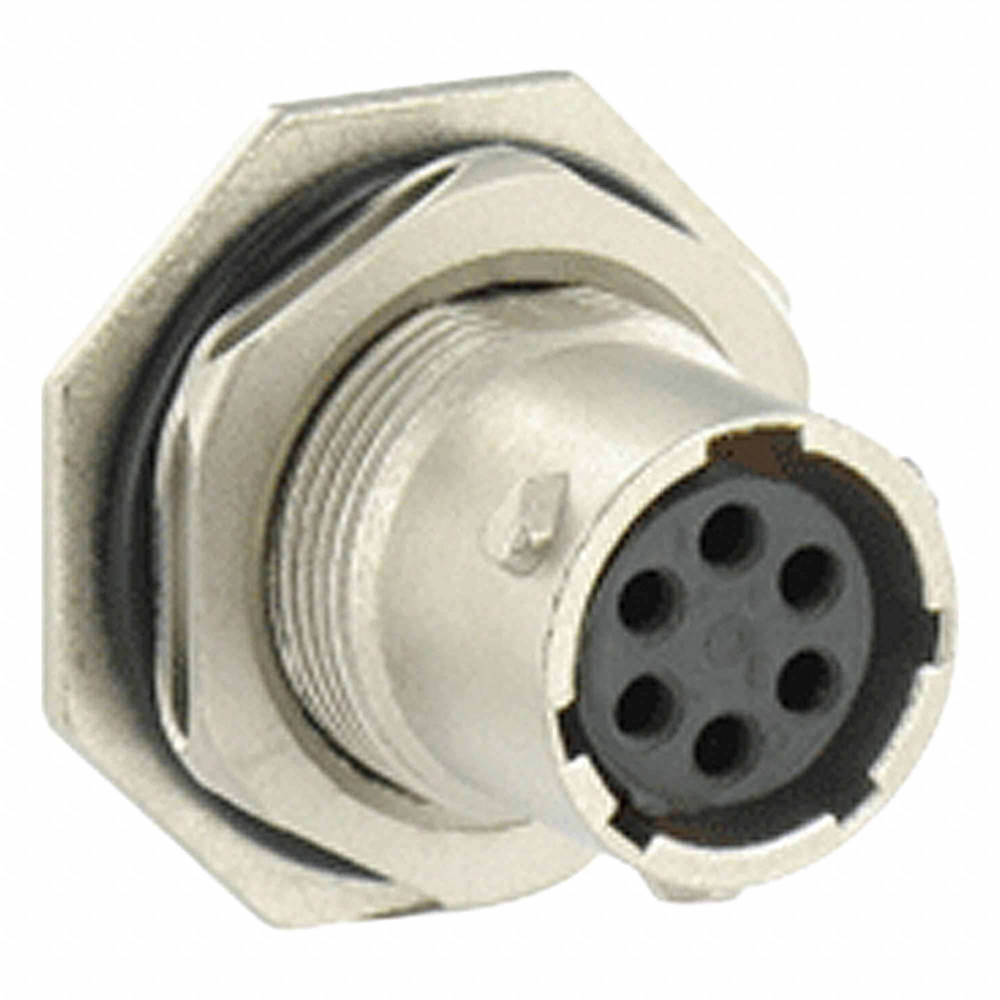 Electrical Connector: Trim Trio UTO 10, Jam Nut Receptacle, 6 Contacts, 5 A, IP68/IP69K