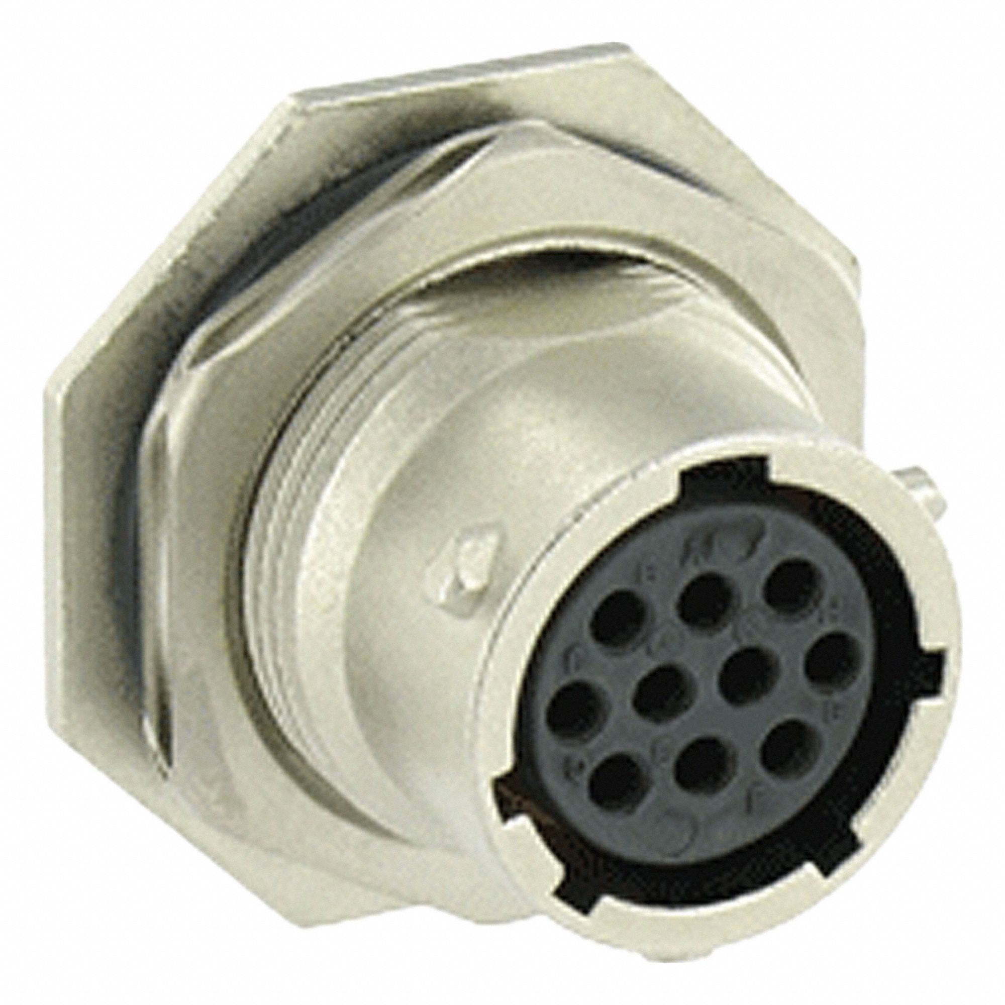 Electrical Connector: Trim Trio UTO 12, Jam Nut Receptacle, 10 Contacts, 5 A, IP68/IP69K