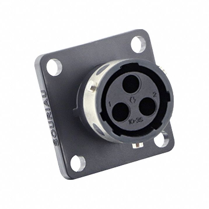 Electrical Connector: Trim Trio UTGX 10, Square Flange Receptacle, 2 + Ground Contacts, 10 A