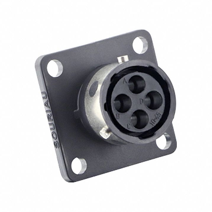 Electrical Connector: Trim Trio UTGX 10, Square Flange Receptacle, 4 Contacts, 10 A, 500V
