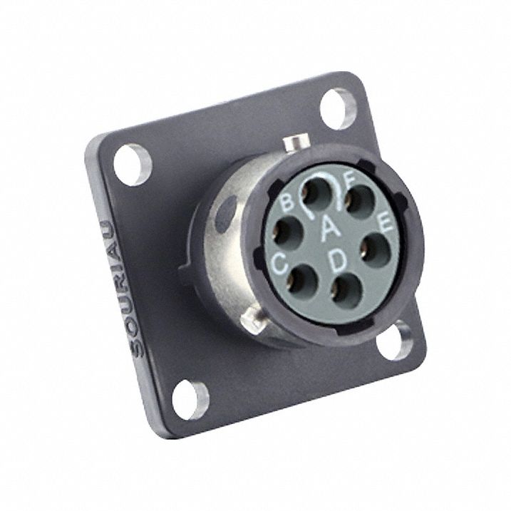 Electrical Connector: Trim Trio UTGX 10, Square Flange Receptacle, 6 Contacts, 6 A, 250V