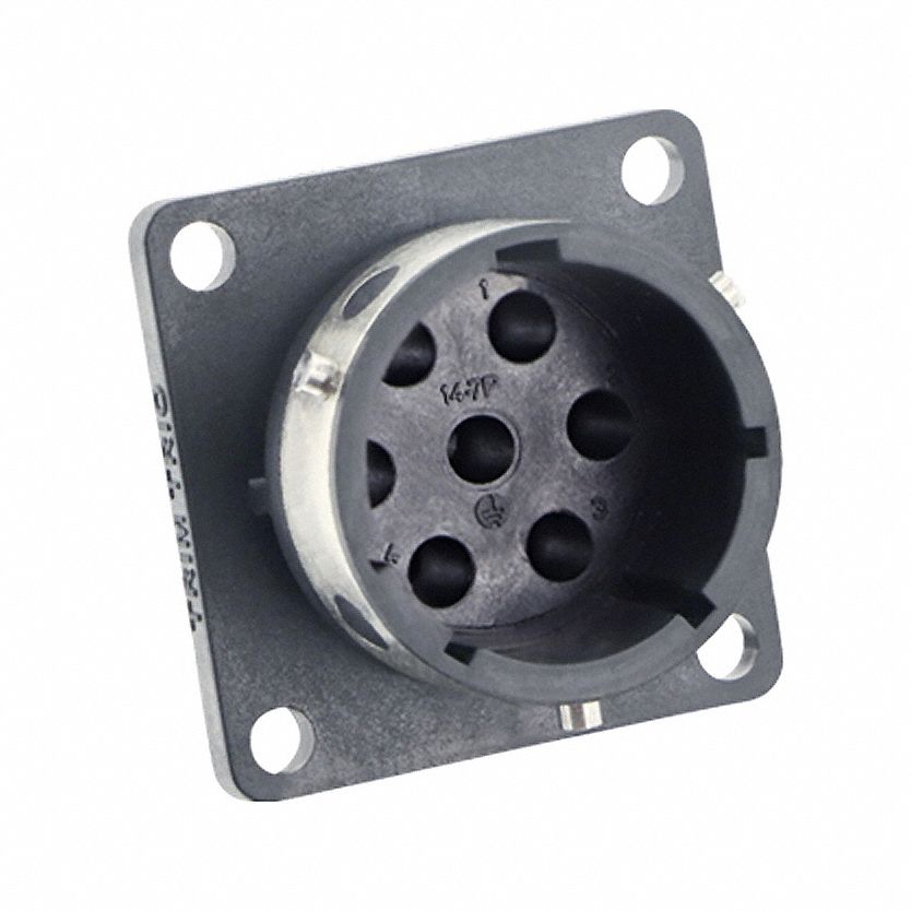 Electrical Connector: Trim Trio UTGX 14, Square Flange Receptacle, 6 + Ground Contacts, 10 A