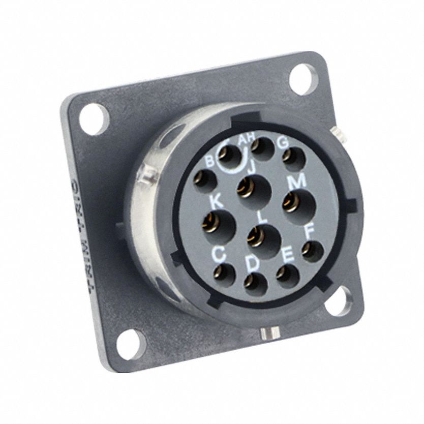 Electrical Connector: Trim Trio UTGX 14, Square Flange Receptacle, 12 Contacts, 10 A, 250V