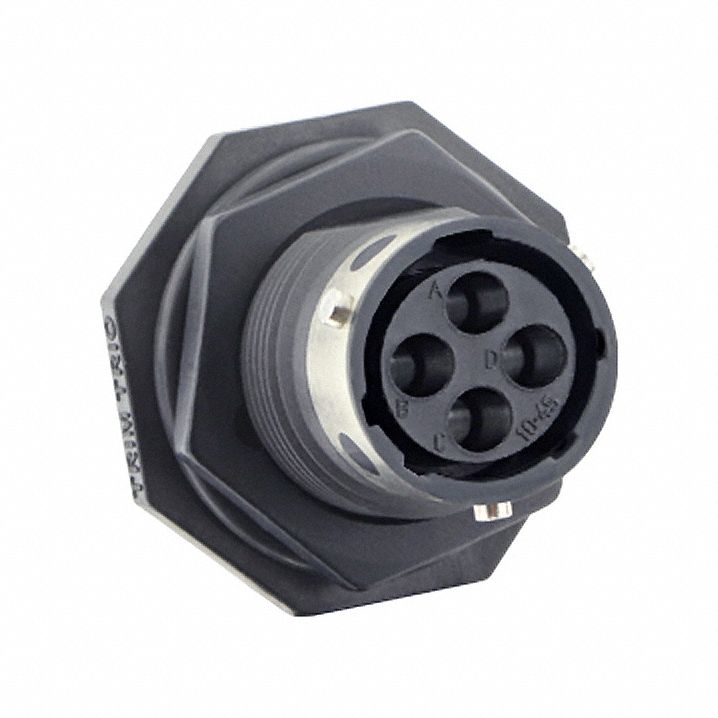 Electrical Connector: Trim Trio UTGX 10, Jam Nut Receptacle, 4 Contacts, 10 A, 500V
