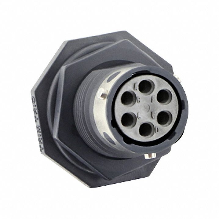 Electrical Connector: Trim Trio UTGX 10, Jam Nut Receptacle, 6 Contacts, 4.5 A, 250V