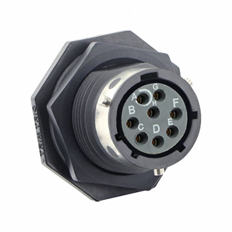 Electrical Connector: Trim Trio UTGX 12, Jam Nut Receptacle, 8 Contacts, 4.5 A, 250V