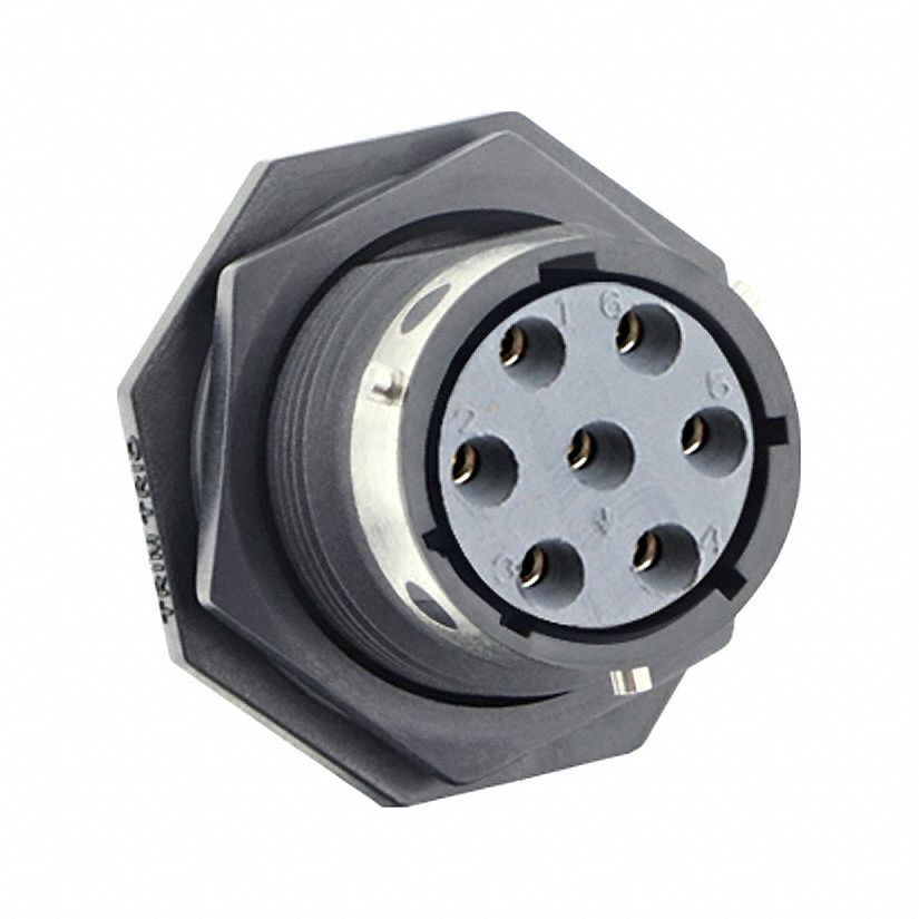 Electrical Connector: Trim Trio UTGX 14, Jam Nut Receptacle, 6 + Ground Contacts, 12 A, 600V