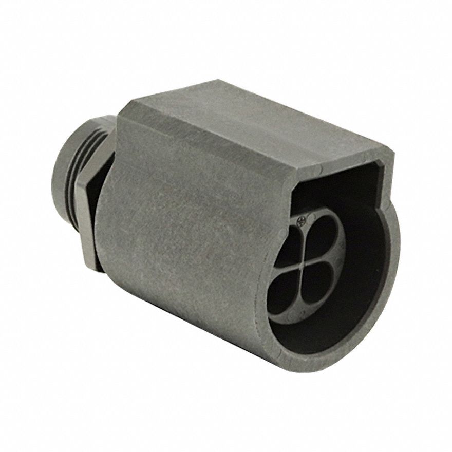 Electrical Connector: Trim Trio UTL 10, Jam Nut Receptacle, 3 + Ground Contacts, 16 A