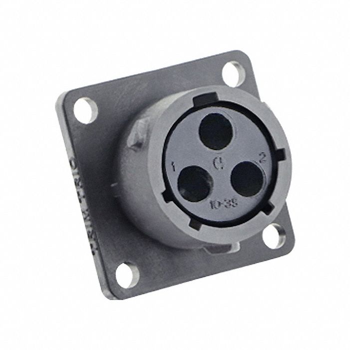 Electrical Connector: Trim Trio UTSX 10, Square Flange Receptacle, 2 + Ground Contacts, 10 A