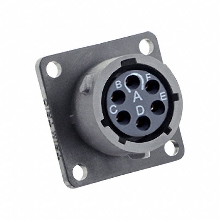 Electrical Connector: Trim Trio UTSX 10, Square Flange Receptacle, 6 Contacts, 6 A, 250V