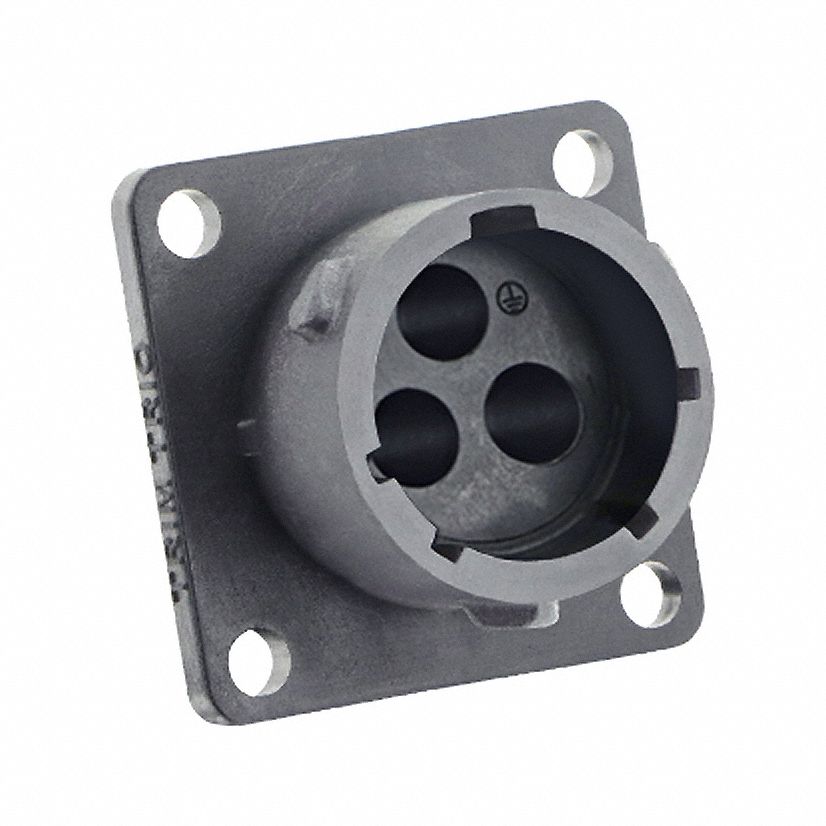 Electrical Connector: Trim Trio UTSX 14, Square Flange Receptacle, 2 + Ground Contacts, 44 A