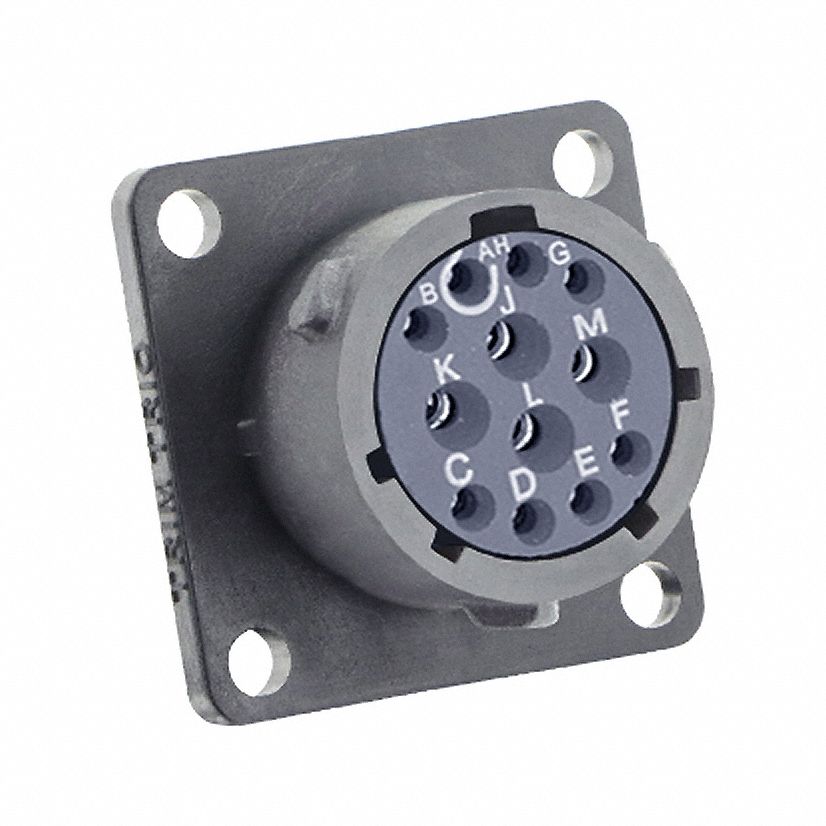 Electrical Connector: Trim Trio UTSX 14, Square Flange Receptacle, 12 Contacts, 10 A, 250V