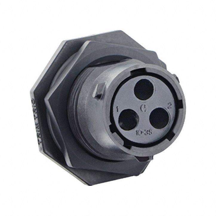Electrical Connector: Trim Trio UTSX 10, Jam Nut Receptacle, 2 + Ground Contacts, 10 A, 500V