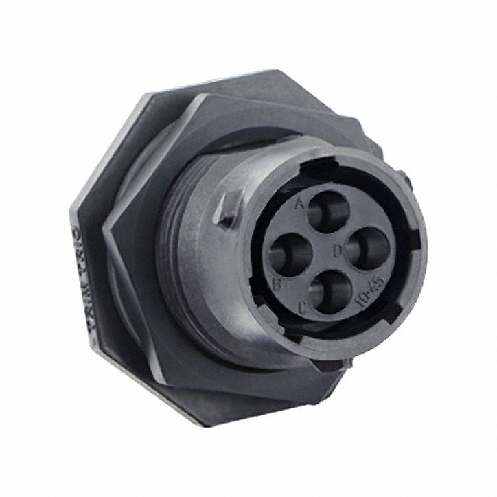 Electrical Connector: Trim Trio UTSX 10, Jam Nut Receptacle, 4 Contacts, 10 A, 500V
